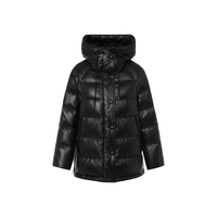 朗姿 冬款连帽白鹅绒亮面百搭时尚女式羽绒服
