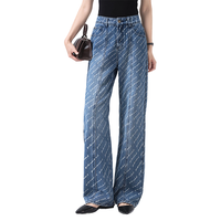 7 For All Mankind 轻奢女式牛仔裤秋季韩系ins风满印宽松垂感裤遮肉百搭阔腿长裤