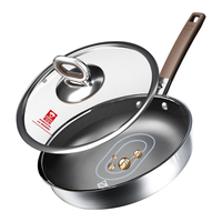 康巴赫平底锅不粘锅煎锅煎炒锅真钛无涂层抗菌316L不锈钢0涂层三代