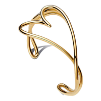 潘多拉（PANDORA）天性心形手镯金色雕塑感镂空心形精致简约