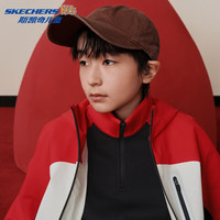 Skechers斯凯奇儿童梭织连帽外套休闲运动童装男女童户外防风上衣P126K005 赛车红 /001W 130