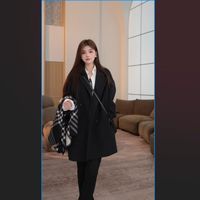 黑色双面呢大衣女2025秋冬季高级感气质短款小个子毛呢外套