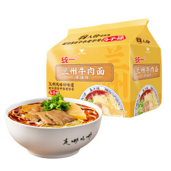 统一 那街那巷 兰州牛肉面 非油炸半干面 4袋/包 鲜煮面