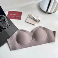 DAPHNE达芙妮【M】无肩带内衣隐形文胸抹胸一字肩小胸聚拢防掉无痕无钢圈 浅紫 S码70-90【32ABC】