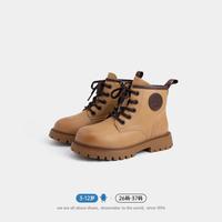 Bata 大黄靴春秋舒适百搭厚底儿童短靴中童休闲马丁靴大头工装靴子