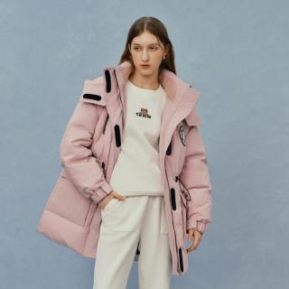 TEENIE WEENIE 小熊羽绒服女加厚保暖连帽2025年冬季工装风中长款羽绒外套