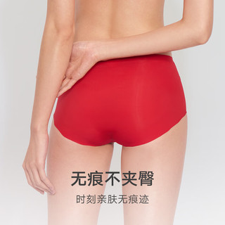曼妮芬小胸聚拢文胸内裤性感无痕内衣女舒适无钢圈本命年红套装 110肤色【强聚拢】 70A 内裤160