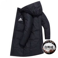 Y-3 阿迪三叶草中长款运动羽绒服男冬季休闲时尚加厚保暖防风白鸭绒 阿迪达斯黑色中长款