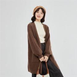 佐丹奴 女士长款针织衫 秋冬厚实毛衣外套