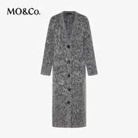 MOCO毛衣外套手工拉毛软糯含马海毛绵羊毛长款针织开衫摩安珂 中花灰色 S/160