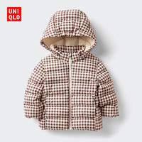 优衣库婴幼儿宝宝PUFFTECH空气棉服可机洗拉链连帽外套479703 35 浅褐色 110