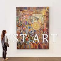 聚财中古风抽象艺术客厅玄关装饰画小众多巴胺高级感轻奢大气挂画