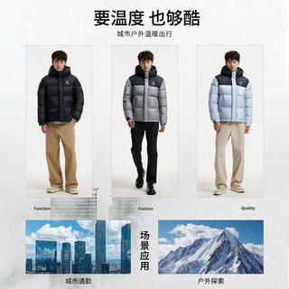 迪丽热巴同款骆驼 CAMEL羽神PRO 男装羽绒服鹅绒加厚保暖面包服短款冬季