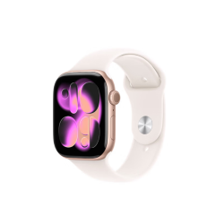 Apple Watch Series 11 智能手表 GPS版 46mm 玫瑰金色铝金属表壳 淡桃粉色运动型表带 S/M