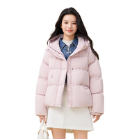 雪中飞2025秋新款女士泡芙小短款龟背连帽羽绒服柔软舒适休闲保暖
