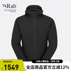 Rab 男士户外高山保暖运动透气骑行防风徒步轻量棉服 QIP-17 黑色 S