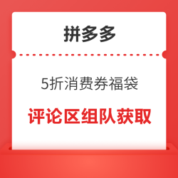 拼多多 5折消费券福袋，一起来组队~