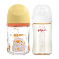 贝亲新生儿防胀气防呛彩绘玻璃160ml+PPSU240ml组合奶瓶