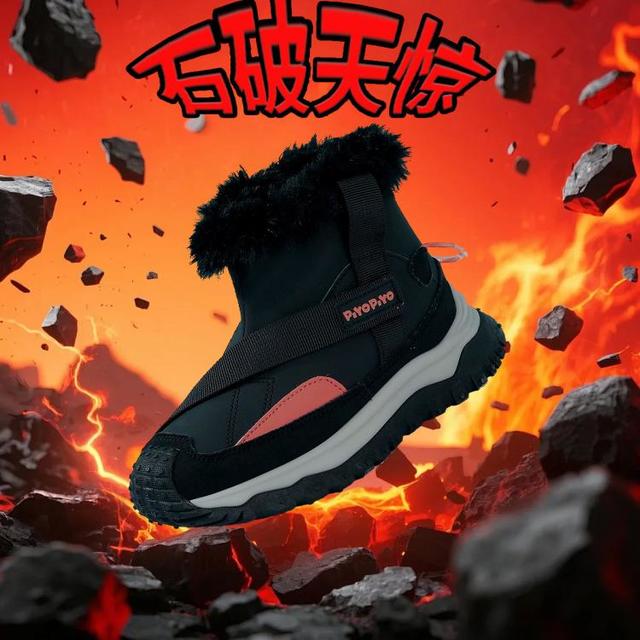 黄色小鸭 儿童雪地靴男童冬季加绒保暖青少年大棉鞋防寒户外靴