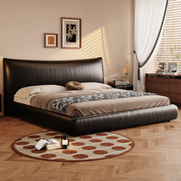 卡尔适真皮床主卧高端大气现代简约储物黑色意式极简双人香奈儿床 【星耀黑】YS床头柜*1 【S+级纳帕头层皮】1.5*2.0M