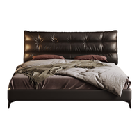 卡尔适真皮床意式极简1.8米主卧室大床现代简约黑色2米软包储物婚床2406 升级储物功能拍此项 【S+级纳帕头层皮】1.8*2.0M