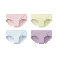 京东京造4条装女士内裤女纯棉桑蚕丝抑菌底裆少女三角内裤女中腰 L 粉色+奶绿色+天蓝色+香芋紫