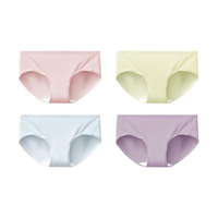 京东京造4条装女士内裤女纯棉桑蚕丝抑菌底裆少女三角内裤女中腰  M 粉色+奶绿色+天蓝色+香芋紫