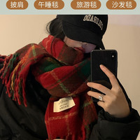 楚黛妮围巾女秋冬保暖加厚韩版长款仿羊绒围脖圣诞新年红色2024披肩 圣诞红色