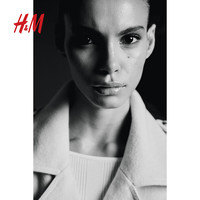H&M女装毛呢外套冬季时尚休闲短款毛毡豌豆大衣1228994 浅米色