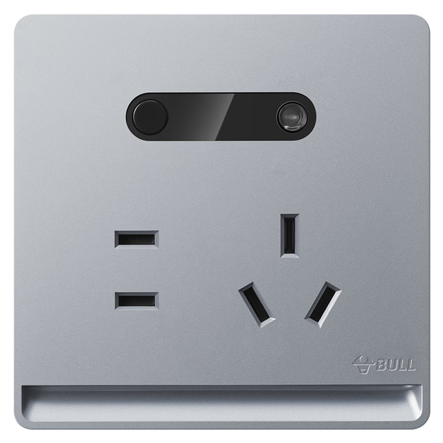 公牛 开关插座 插座夜灯 五孔插座带夜灯 地脚灯86型面板GTLZ223 灰色 五孔插座带感应地脚灯