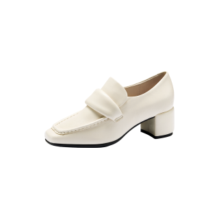ecco 乐福鞋女 25年新款优雅浅口正装单鞋粗跟高跟鞋女 型塑291903