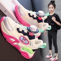 富贵鸟 女童鞋运动鞋夏季新款儿童网面透气老爹鞋女孩旋转扣时尚学