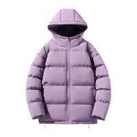 真维斯 连帽加厚棉服 情侣款 紫色 3XL