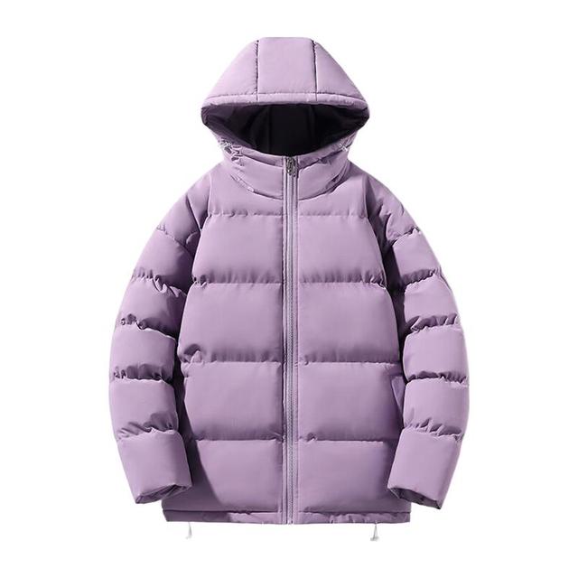 今日必买：真维斯 连帽加厚棉服 情侣款  紫色 3XL