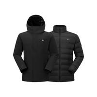 安德玛户外三合一冲锋衣2025秋季男羽绒内胆运动登山防水夹克外套 漫暮黑 L