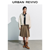 UR2025冬季女装休闲立领绗缝按扣抽绳棉服UYY150072 米白 M