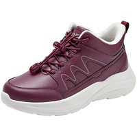 足力健中老年冬季加绒爸妈鞋轻快轻便保暖鞋25932021J 酒红-女款 35