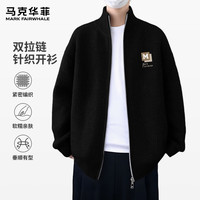 马克华菲(MARK FAIRWHALE)针织开衫毛衣男款秋冬季简约上衣通勤外搭亲肤透气宽松舒适外套 【双开针织衫】-黑#JMK艺术框框 L