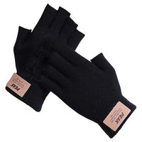 PEAK 匹克 冬季保暖针织毛线半指手套防寒户外骑行电动车防滑男款手套黑色