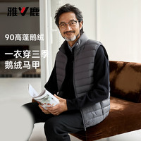 雅鹿鹅绒轻薄款羽绒马甲男外穿2025冬季时尚保暖内胆背心 灰色 XS 95以内