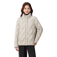 雪中飞2025冬女士压胶轻薄短款立领羽绒服设计百搭时尚休闲温柔 灰绿|4182 M /160/84A