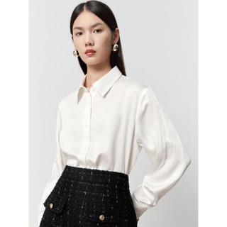 太平鸟 【领结提花衬衫】女式衬衫通勤冬翻领