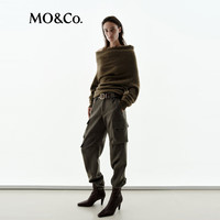 MO&Co.【NOIR系列】毛衣2025冬细支山羊绒时装斜裁露肩MBE4SWT040 军绿色 XS /155