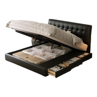 KUKA/顾家家居 华夫格组合储物皮床 奶灰 1.8m*2.0m 右抽