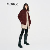 MO&Co./摩安珂 含羊毛羊驼毛 女士双面呢外套 杜松酒红色 XS /155