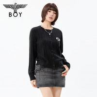 BOY LONDON春秋女款时尚前卫提花空调衫针织开衫毛衣外套W64907 黑色 M