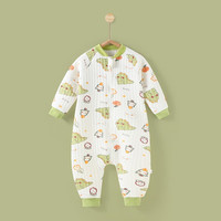 boxbaby 婴儿睡袋宝宝春秋款夹棉全棉分腿恒温睡袋防踢被儿童 三层保暖恐龙（18-25℃） 110码