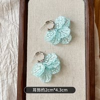 夏日海盐蓝色花瓣流苏耳环女2025高级感耳钉耳饰甜美耳坠