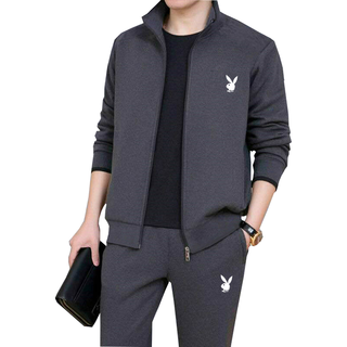 Meloban【三件套】春秋款男士卫衣运动套装秋冬两件套装外套休闲运动服男 蓝色【外套+长裤】两件套 2XL【130-140斤以下】