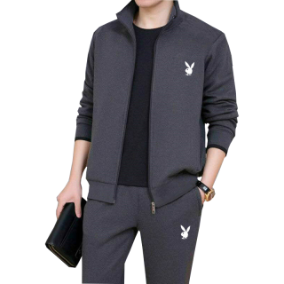 Meloban【三件套】春秋款男士卫衣运动套装秋冬两件套装外套休闲运动服男 蓝色【外套+长裤】两件套 2XL【130-140斤以下】